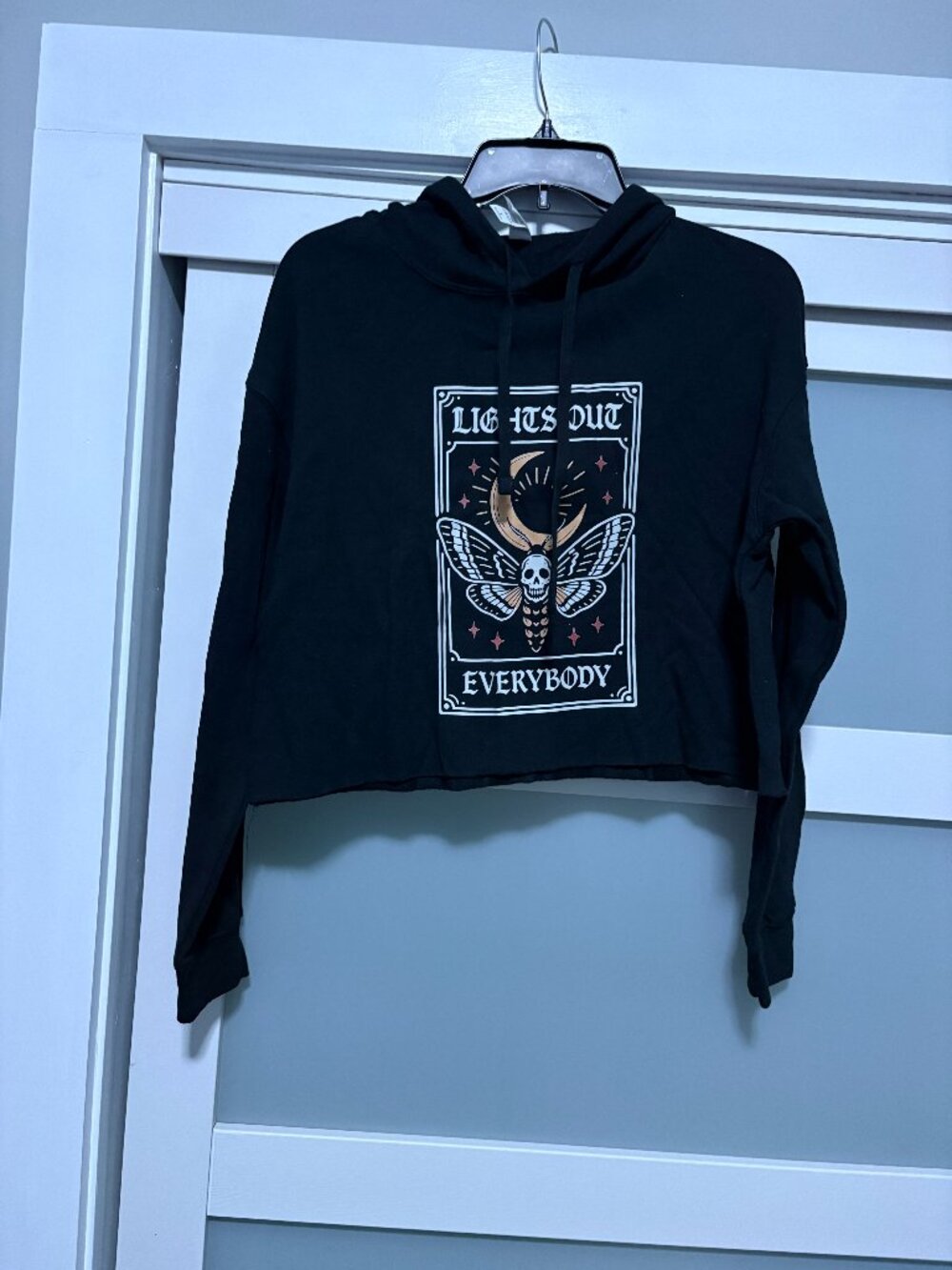 Lights Out Everybody Crop Juniors Ladies Hoodie Sweatshirt sz S NEW